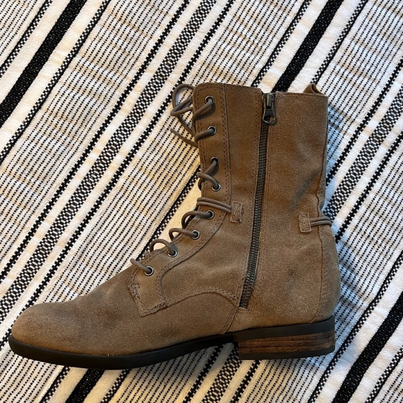Genuine suede lace up combat boots 10 - Picture 4 of 8